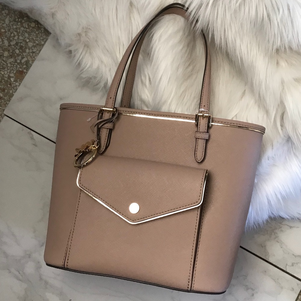 Michael Kors Saffiano Frame Fawn Tote Purse Bag - Picture 8 of 8